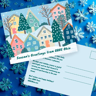 Carte Postale Village de Noël hivernal enneigé PERSONNALISÉ