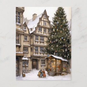 Carte Postale Village de Noël vintage