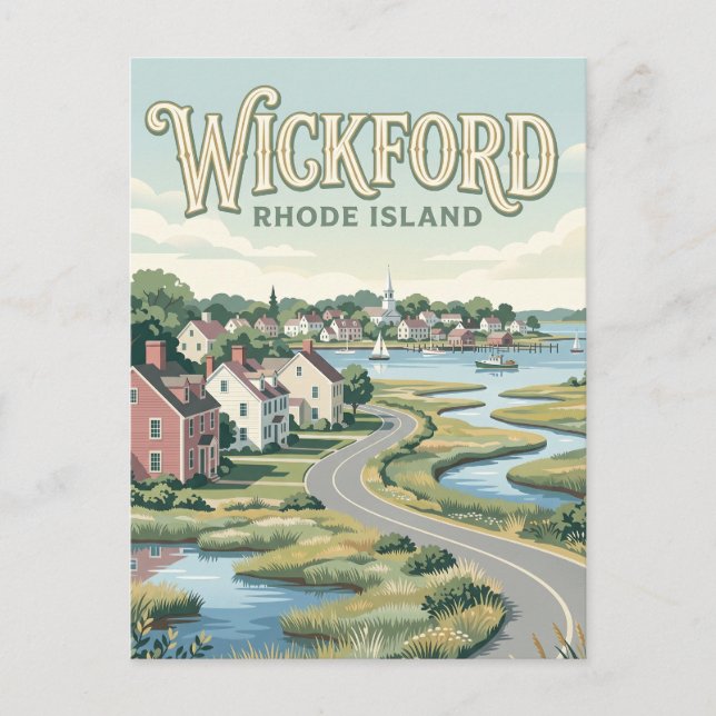 Carte Postale Village de Wickford Rhode Island (Devant)