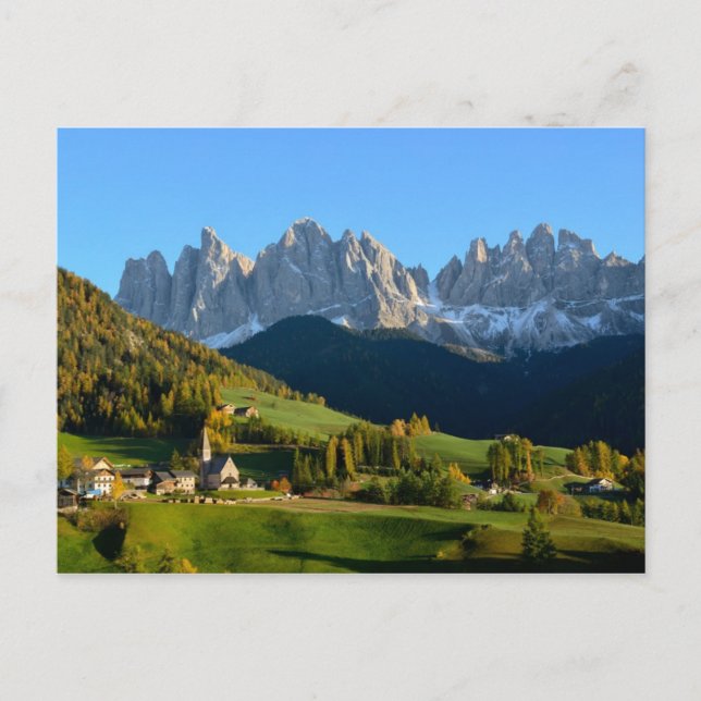 Carte Postale Village des Dolomites à l'automne (Devant)