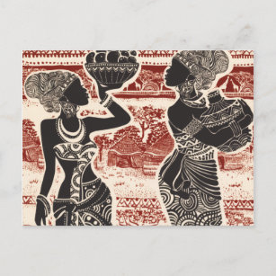 Carte Postale Village des femmes africaines tribales de vintage 