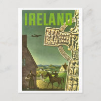 Village d'Irlande, croix celtique, voyage vintage