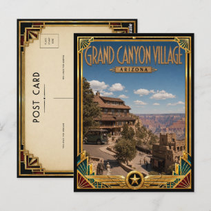 Carte Postale Village du Grand Canyon Arizona Art Déco Vintage