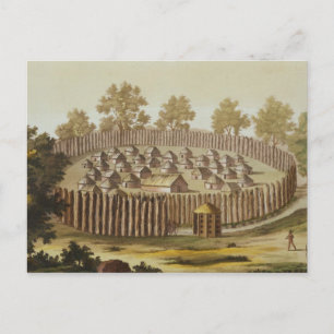 Carte Postale Village d'une tribu indigène en Floride, engrave