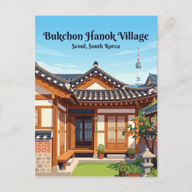 Carte Postale Village Hanok de Bukchon Corée du Sud (Devant)