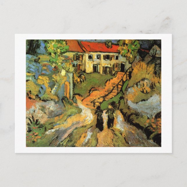 Carte Postale Village Street Steps Deux Figures Van Gogh Art Art (Devant)