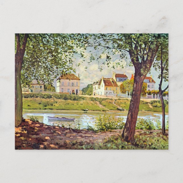 Carte Postale Village sur les bords de Seine par Alfred Sisley (Devant)