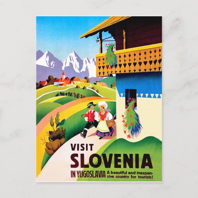 Carte Postale Village traditionnel en Slovénie, Yougoslavie (Devant)