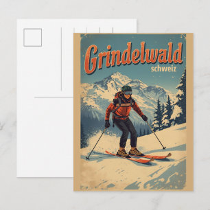 Carte Postale Village vintage de Grindelwald Suisse cadeau natur