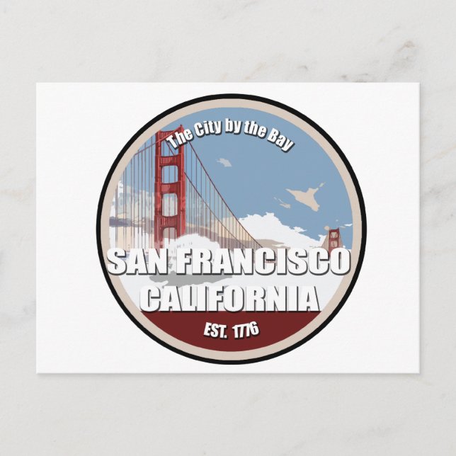 Carte Postale Ville au bord de la baie, San Francisco California (Devant)