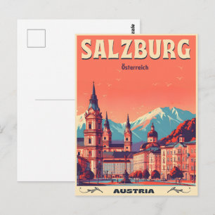 Carte Postale Ville autrichienne vintage capitale salzburg ligne