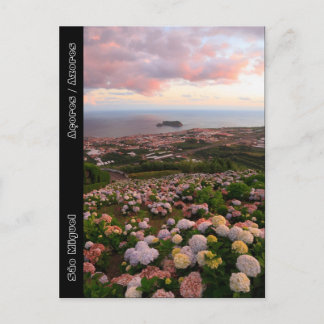 Carte Postale Ville azoréenne au coucher du soleil