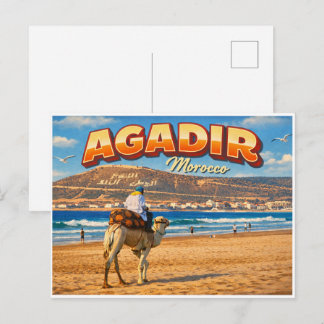 Carte Postale Ville balnéaire vintage Agadir souvenirs de voyage