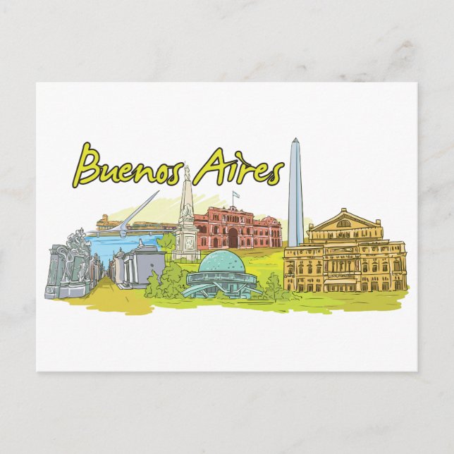 Carte Postale Ville célèbre de Buenos Aires, Argentine (Devant)