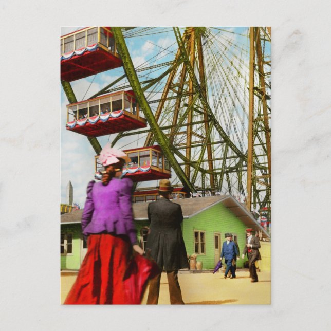 Carte Postale Ville - Chicago, IL - La première grande roue 1893 (Devant)