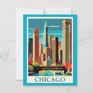 Carte Postale Ville colorée de Chicago
