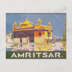 Carte Postale ville d'Amritsar, temple d'or, Inde, vintage