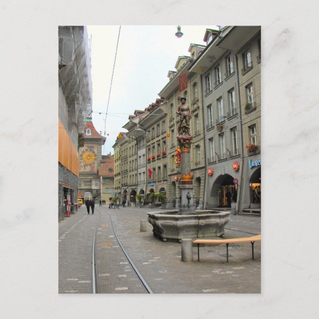 Carte Postale Ville de Berne - Tour médiévale de l'horloge et fo (Devant)