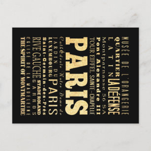 Carte Postale Ville de France Typographie Art