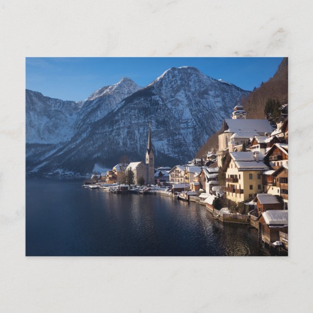 Carte Postale Ville de Hallstatt dans la neige en hiver (Devant)