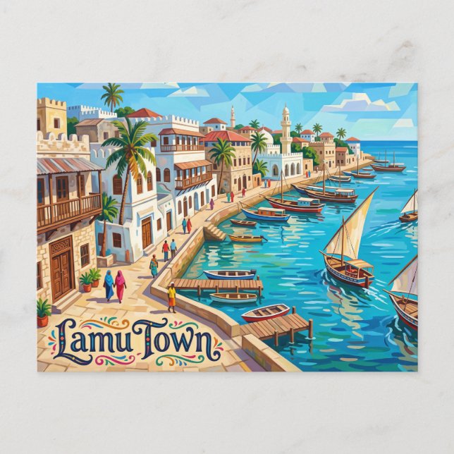 Carte Postale Ville de Lamu Kenya (Devant)