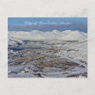 Carte Postale Ville de l'Unalaska en hiver, île de l'Unalaska