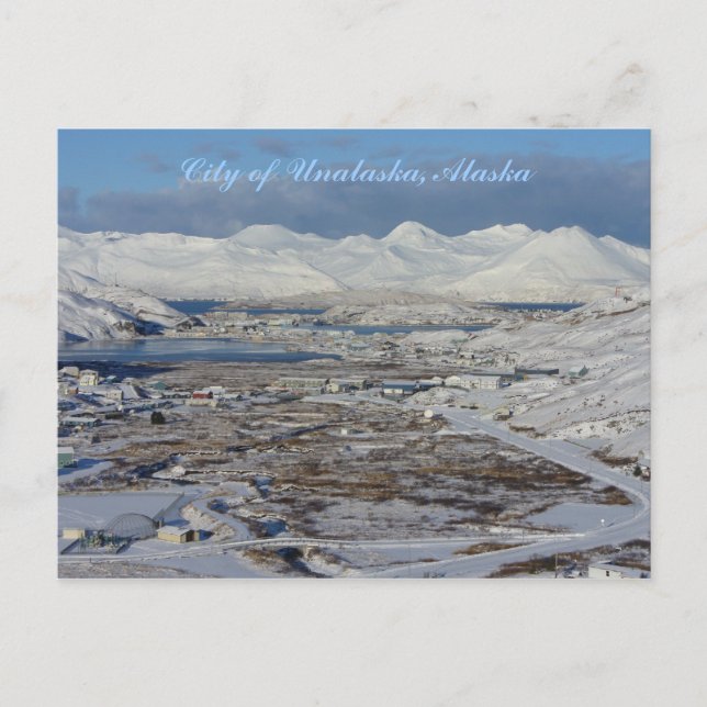 Carte Postale Ville de l'Unalaska en hiver, île de l'Unalaska (Devant)