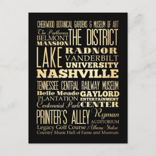 Carte Postale Ville de Nashville d'art de typographie d'état du