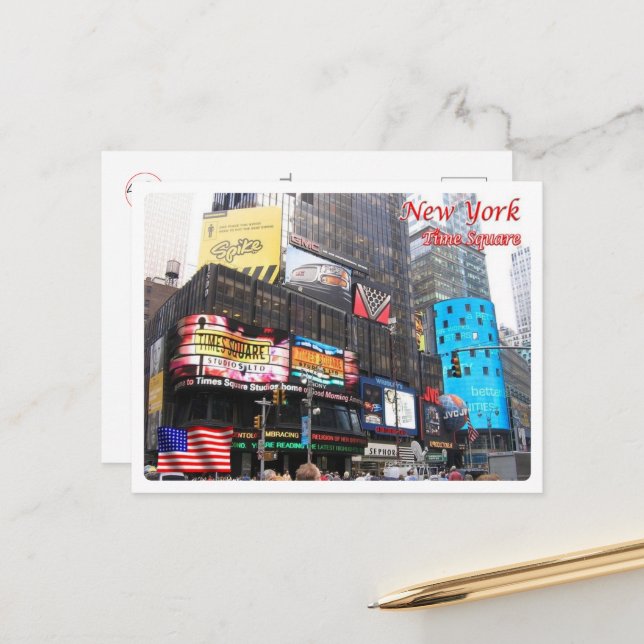 Carte Postale Ville de New York - Time Square - États-Unis - (Devant/Arrière en situation)