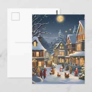 Carte Postale Ville de Noël enneigée