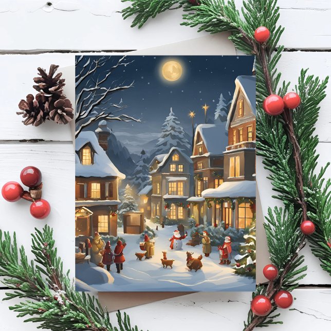 Carte Postale Ville de Noël enneigée (Créateur téléchargé)