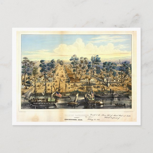 Carte Postale Ville de Sacramento, 1849. (Devant)
