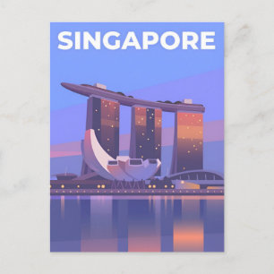 Carte Postale Ville de voyage vintage Singapour skyline retro