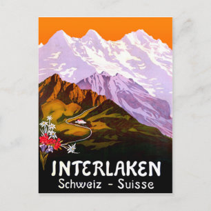 Carte Postale Ville d'Interlaken sous les montagnes suisses