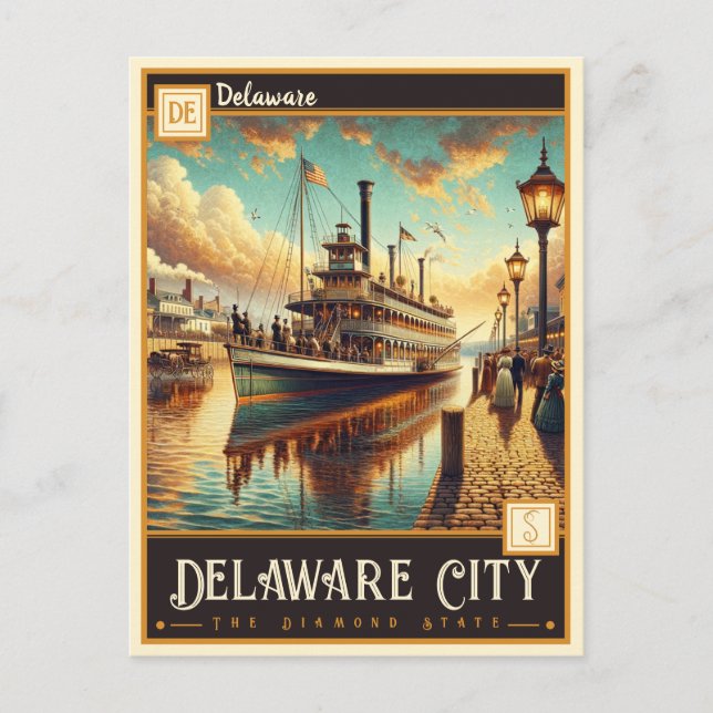 Carte Postale Ville du Delaware, Delaware | VINTAGE (Devant)