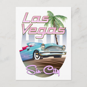 Carte Postale ville du péché affiche de voyage Las Vegas 1980