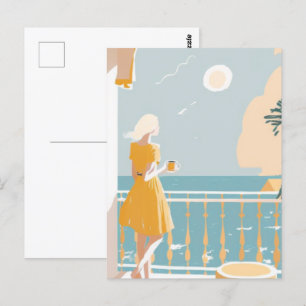 Carte Postale Ville femme de la côte italienne