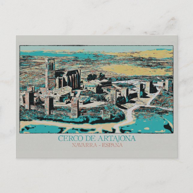 Carte Postale Ville fortifiée d'Artajona, Navarre, Espagne (Devant)