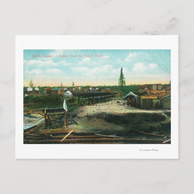Carte Postale Ville indienne sur le fleuve YukonAnvik, AK (Devant)
