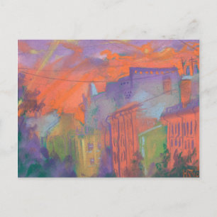 Carte Postale Ville Lumineuse Orange Coucher de soleil Paysage P