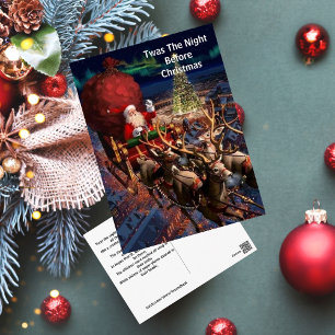 Carte Postale Ville Noël Vintage Père Noël