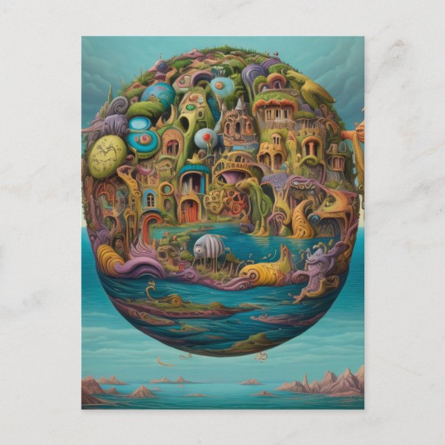 Carte Postale Ville tordue Océanique surréalisme de la pop basse (Devant)