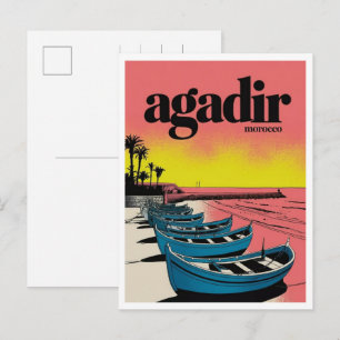 Carte Postale Ville vintage d'Agadir plage maroc voyage souvenir