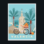 Carte Postale Ville Vintage voyage Valencia Espagne Art rétro<br><div class="desc">vintage,  rétro,  voyage,  moderne,  aquarelle,  classique,  ville,  Valence,  Espagne, </div>