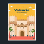 Carte Postale Ville Vintage voyage Valencia Espagne Art rétro<br><div class="desc">vintage,  rétro,  voyage,  moderne,  aquarelle,  classique,  ville,  Valence,  Espagne, </div>