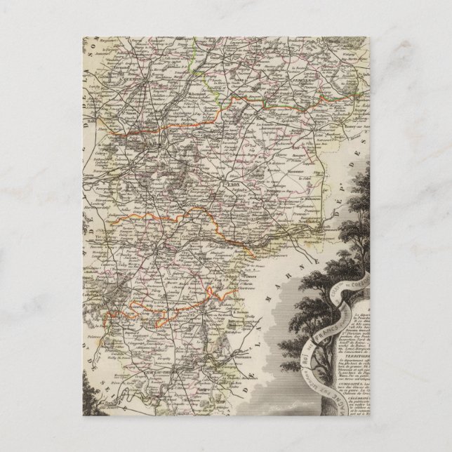 Carte Postale Villes et villes affichées Couleur le long des fro (Devant)