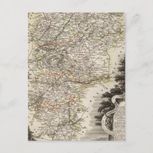 Carte Postale Villes et villes affichées Couleur le long des fro