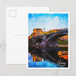 Carte Postale Vilnius Lituanie Belle peinture à l'huile paysage
