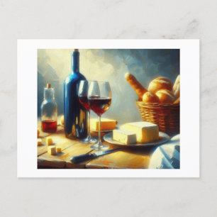 Carte Postale Vin au fromage et aux rouleaux,