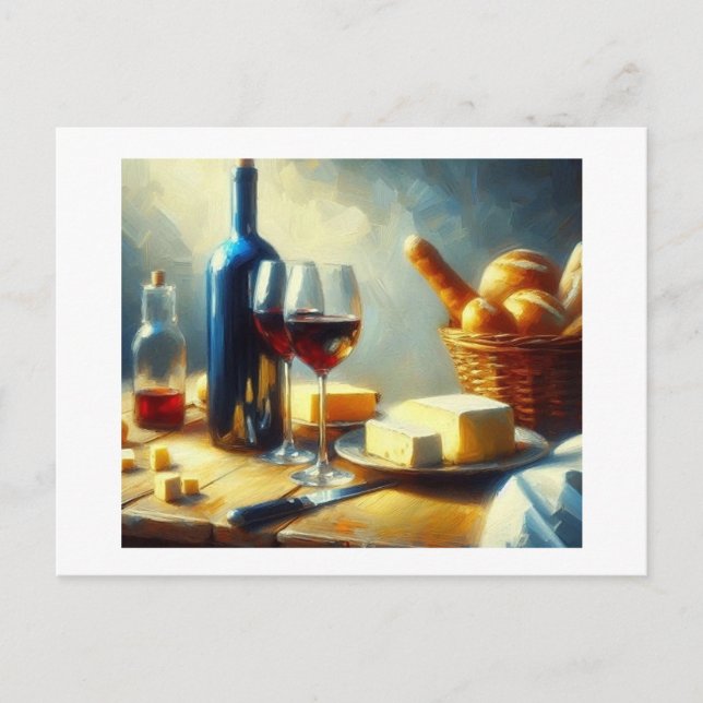 Carte Postale Vin au fromage et aux rouleaux, (Devant)